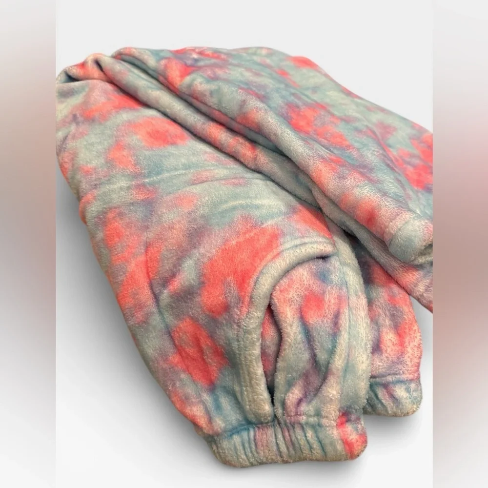 iscream Girls Plush Pink and Blue tie dye Pajama Pants